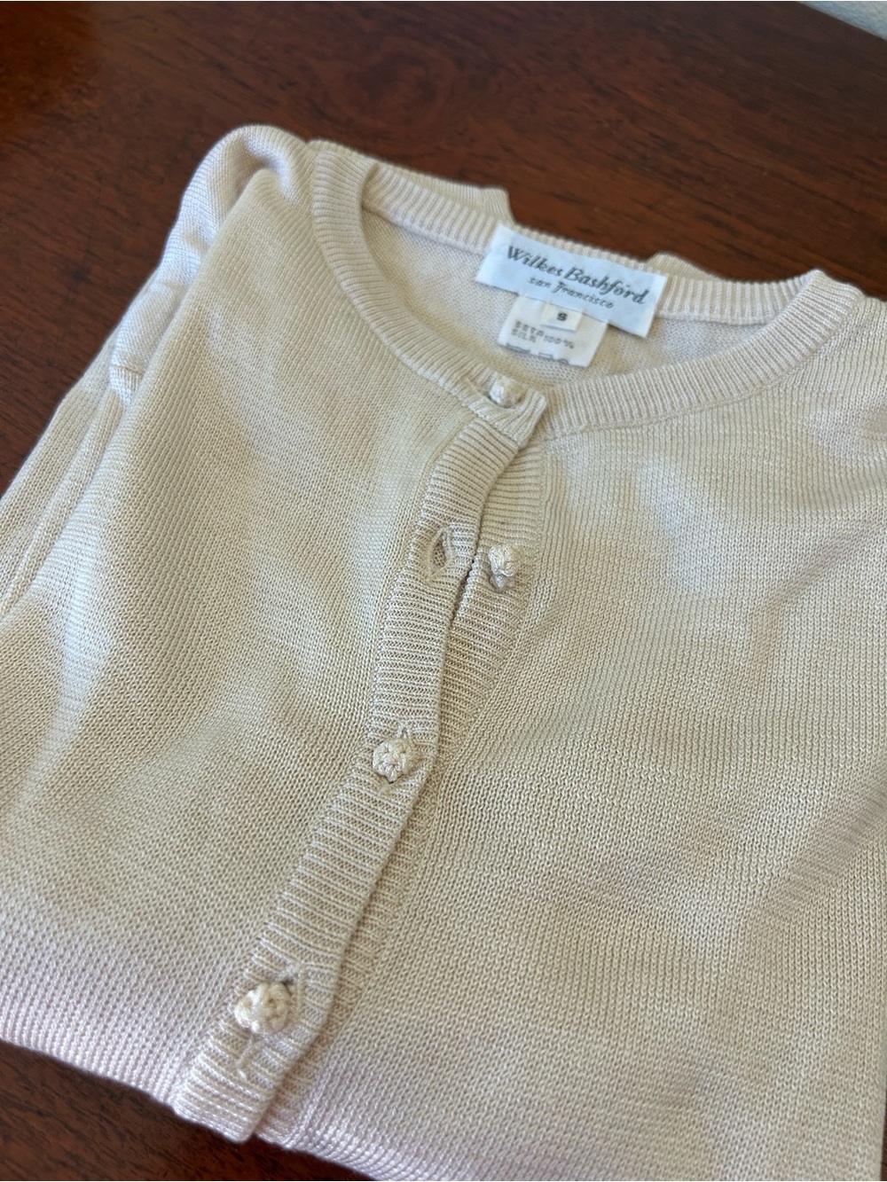 Vintage Wilkes Bashford San Francisco Silk Cardigan Cream